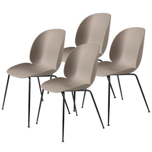 Gubi Beetle Stol, Conic Base 4 stk.- Black mat base - New Beige Shell