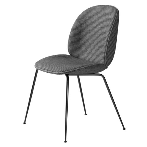 Gubi Beetle Spisebordsstol Conic Base Fuld Polstring Stribet Grå