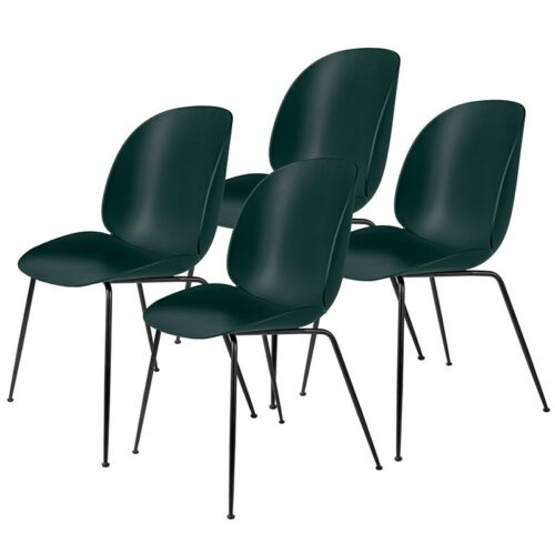 Gubi Beetle Stol, Conic Base 4 stk.- Black mat base - Dark Green