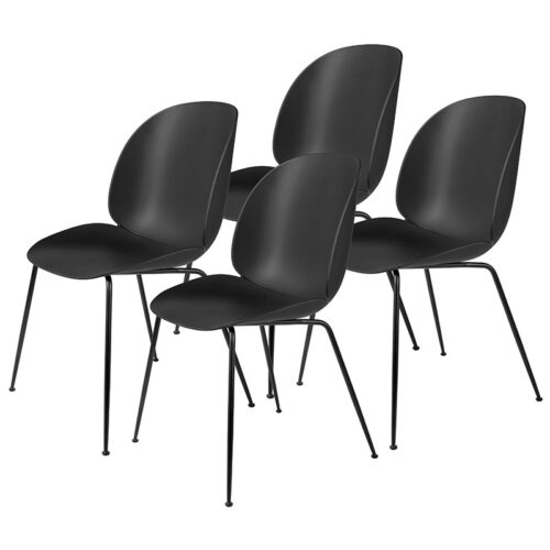 Gubi Beetle Stol, Conic Base 4 stk.- Black mat base - Black Shell