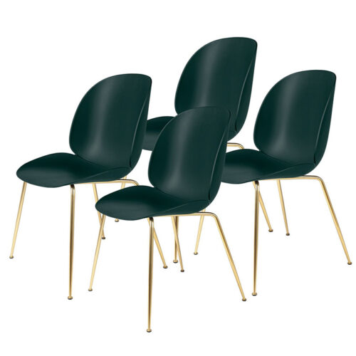 Gubi Beetle Stol, Conic Base 4 stk.- Messing base - Dark Green