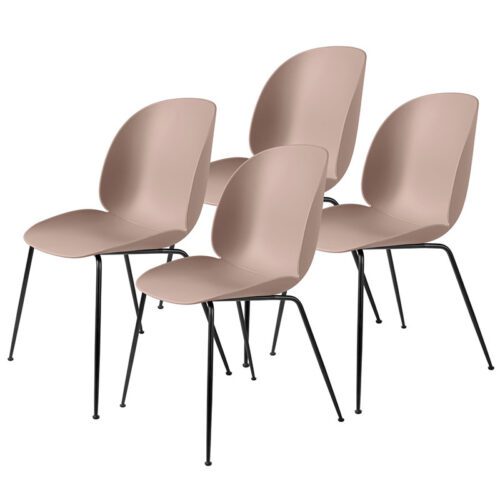 Gubi Beetle Stol, Conic Base 4 stk.- Black mat base - Sweet Pink