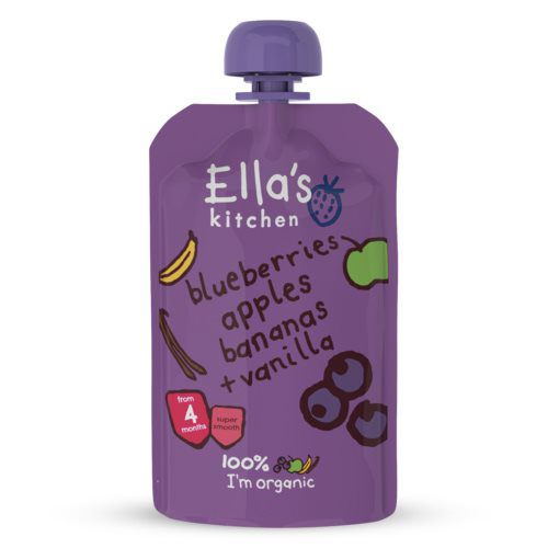 Babymos Ø blåbær, æble, banan & vanilje 4 mdr Ellas Kitchen