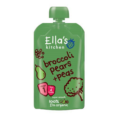 Babymos Ø broccoli, pære  & ærter 4 mdr Ellas Kitchen