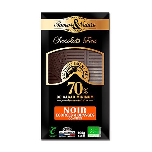 Chokolade 70% mørk m. appelsinskal Ø kandiseret