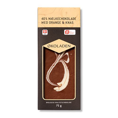 Chokolade mælk orange/knas Ø 40%