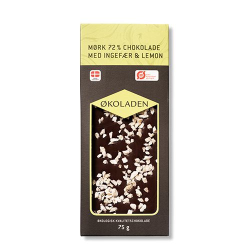 Chokolade mørk ingefær/lemon Ø 72%