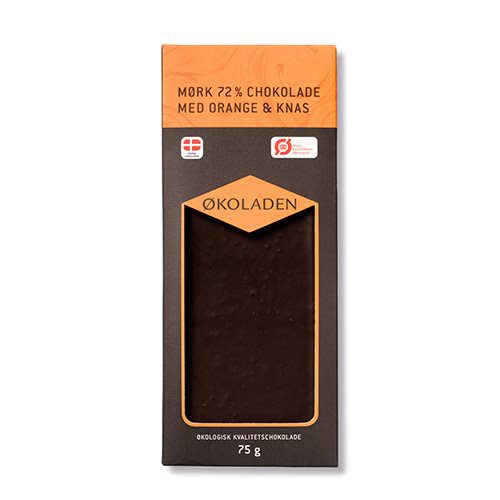 Chokolade mørk orange/knas Ø 72%