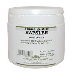 Gelatine kapsler tomme Gelatine fra kalv/okse