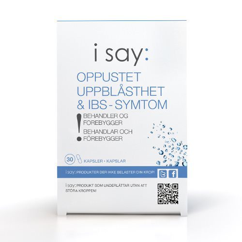i say:oppustet  Behandler og forebygger oppustethed