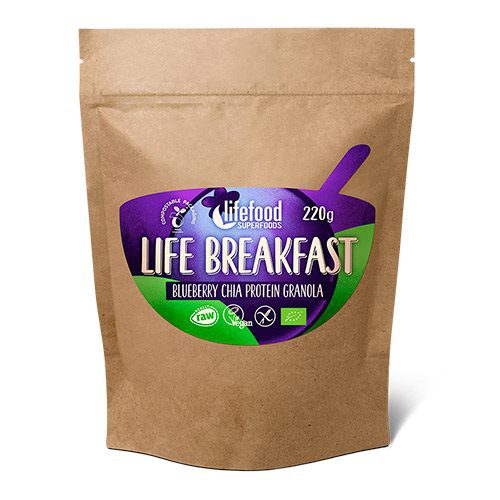 Life Breakfast Blåbær & Chia Ø Protein Granola RAW