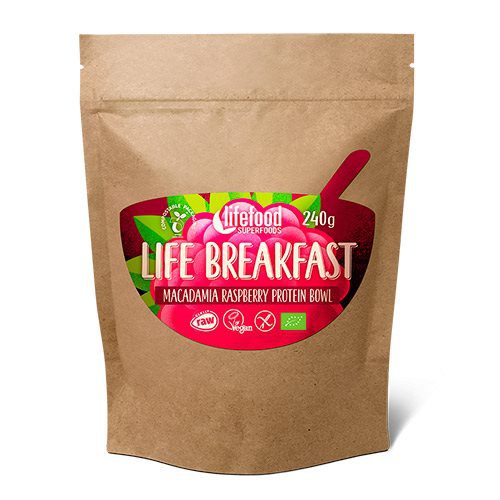 Life Breakfast Ø Macadamia & Hindbær Protein blanding RAW