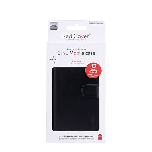 Mobilcover iPhone 11 sort antistråling , premium læder