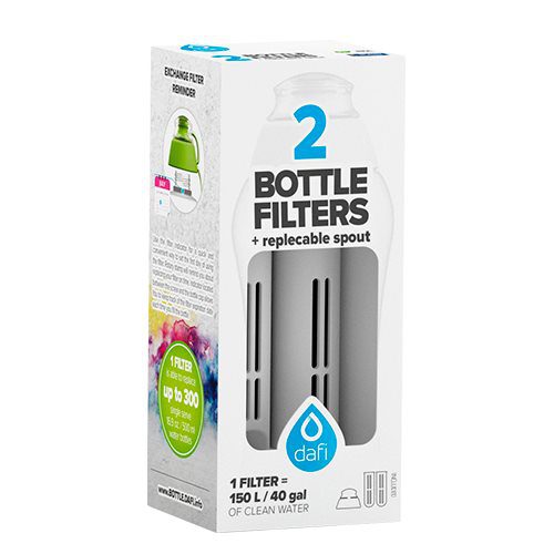 Refiller filterflaske Grå 2 stk refiller + mundstykke