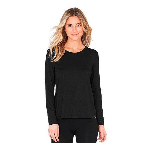 T-shirt Dame langærmet sort str. XL rund hals