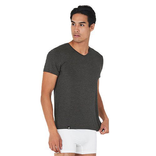 T-Shirt Herre V-hals mørkegrå  str. XL