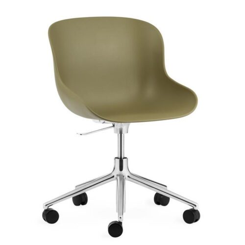 Normann Copenhagen Hyg drejestol M. Hjul Aluminium Oliven