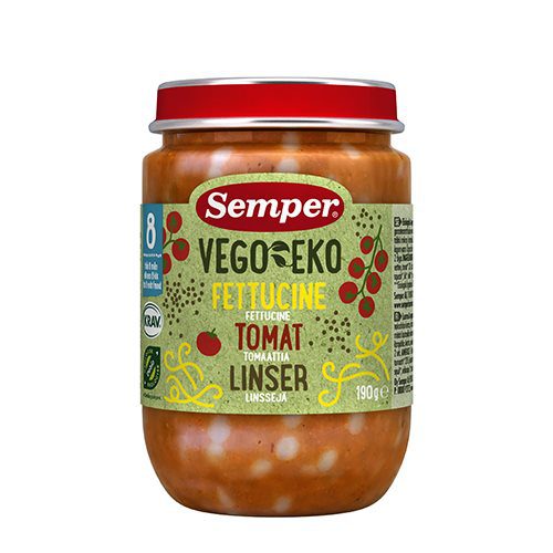 Babymos Ø fettucine tomat & linser fra 8 mdr.