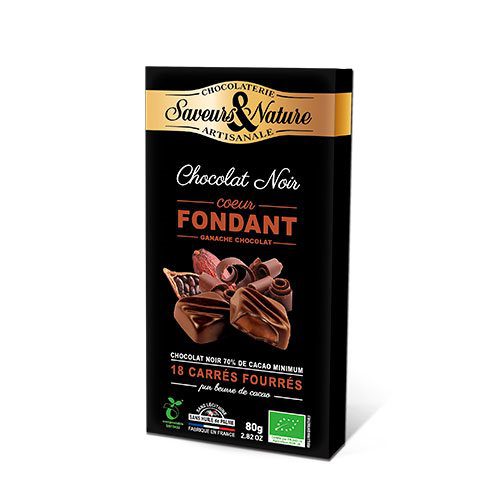 Chokolade fyldt mørk Ø 70% m.chokoladeganache m. chokoladaganache - 18 stk
