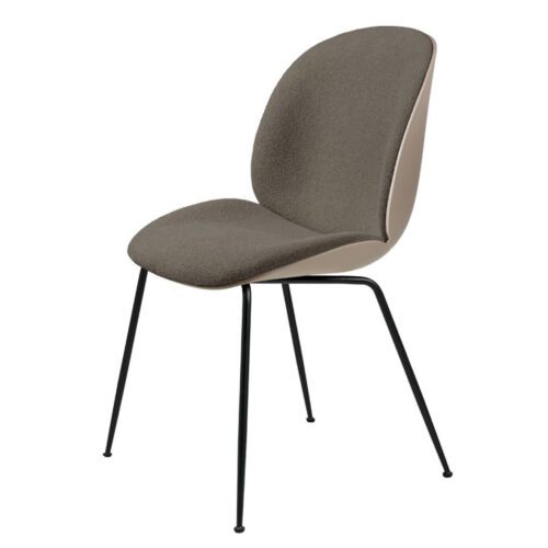 Gubi Beetle Dining Chair Conic Front Upholstered Black NewBeige Light Bouclé