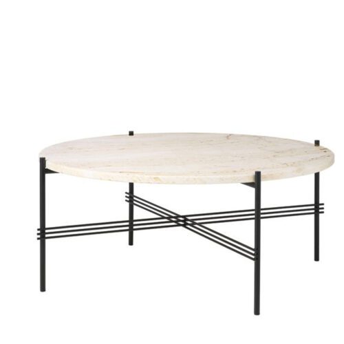 Gubi TS Sofabord White Travertine Top Ø80