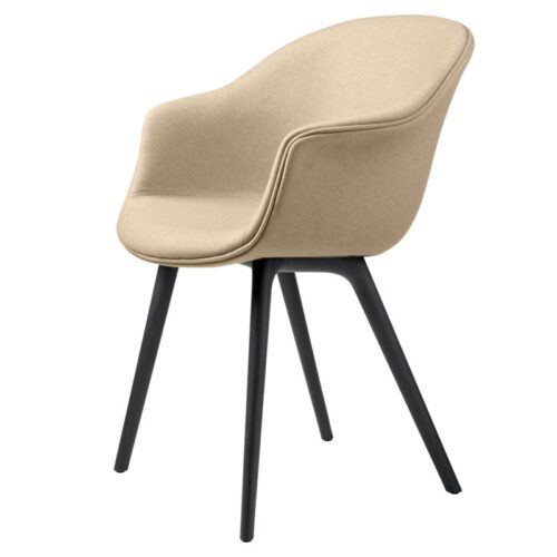 Gubi Bat Dining Chair, Plastic edition Black FullyUpholstered Shetland
