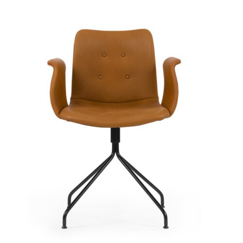 Bent Hansen Primum Chair - arm rest, fixed base Zenzo 2 Cognac