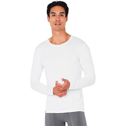 T-Shirt Herre langærmet hvid str. M m. rund hals