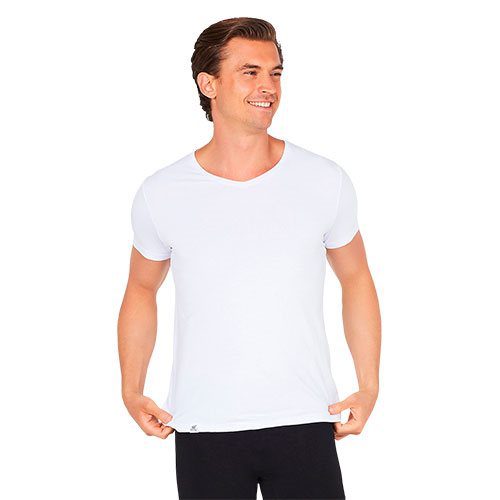 T-Shirt Herre V-hals hvid str. M
