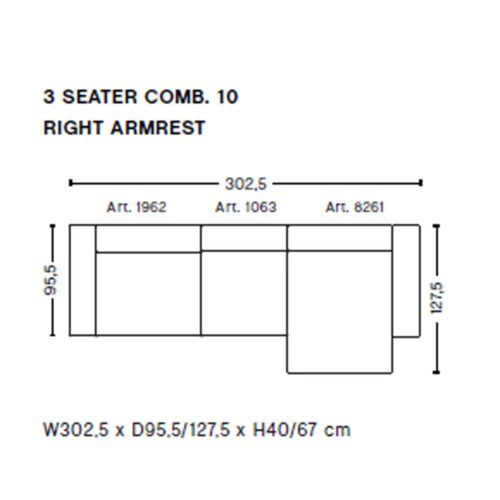 HAY Mags Sofa 3 Seater comb. 10 right armchair Hallingdal 110