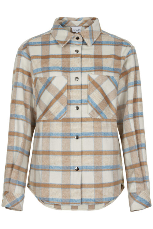 NOELLA VANCE WOOL SKJORTE 1081 (Camel/Light Blue, M)