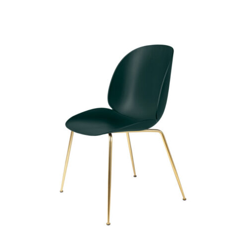 Gubi Spisestol Beetle Conic Base Grøn, Uden Polstring (Messing)