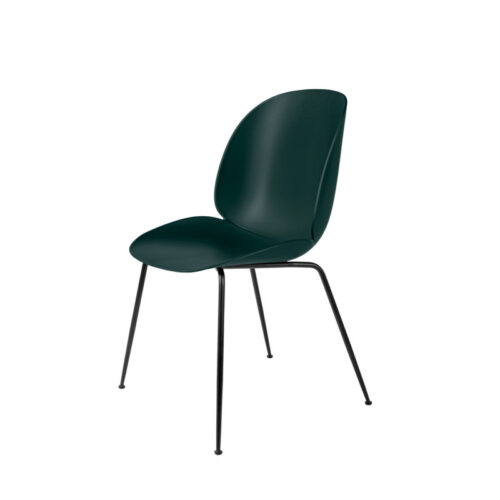 Gubi Spisestol Beetle Conic Base Grøn, Uden Polstring (Pulverlakeret sort)