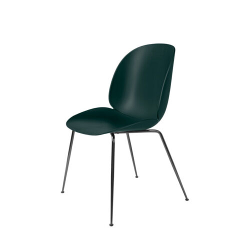 Gubi Spisestol Beetle Conic Base Grøn, Uden Polstring (Sort krom)