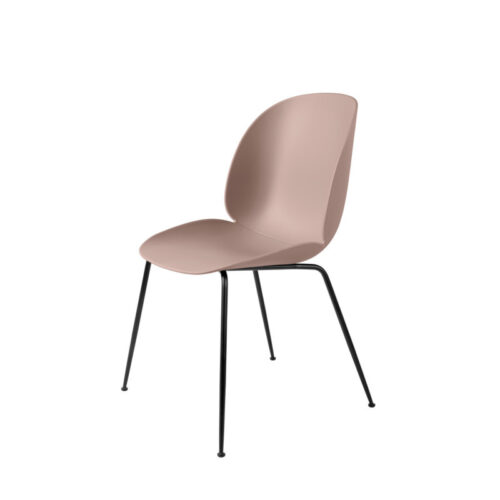 Gubi Spisestol Beetle Conic Base Sweet Pink, Uden Polstring (Pulverlakeret sort)