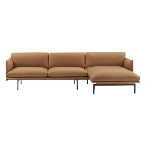 Muuto Outline Chaiselongsofa Silke-læder Cognac (Højre)