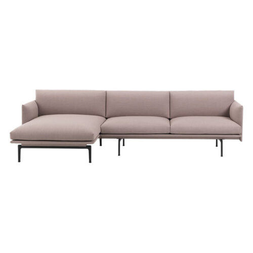 Muuto Outline Chaiselongsofa Kvadrat Fiord 551 Rose (Venstre)