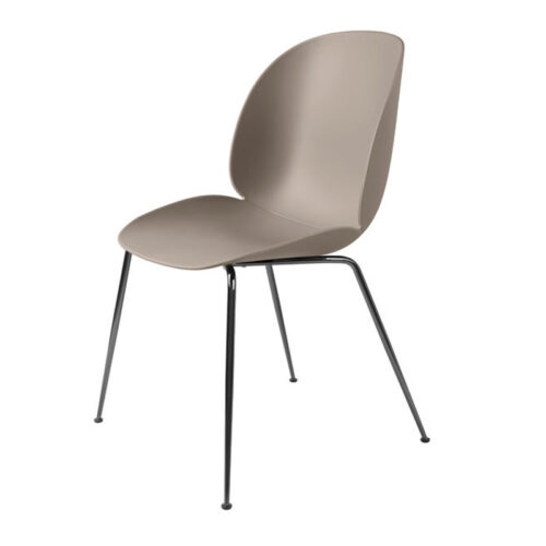 Gubi Beetle Spisestol, Skalstol New Beige (Sort krom)