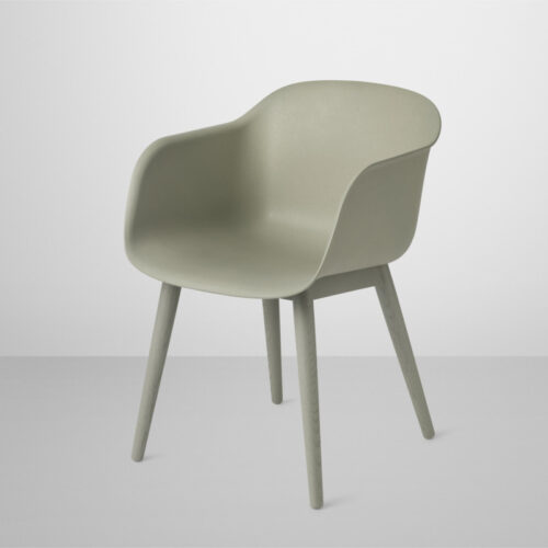 Muuto Fiber Chair Wood Base (Dusty Green/Dusty Green)