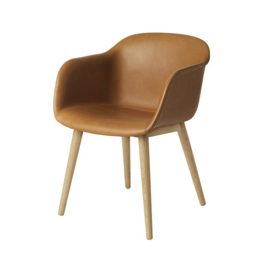 Muuto Fiber Chair Wood Base (Cognac Læder)
