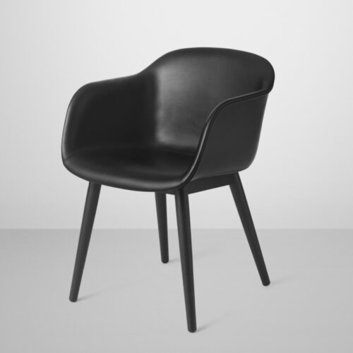 Muuto Fiber Chair Wood Base (Sort Læder)