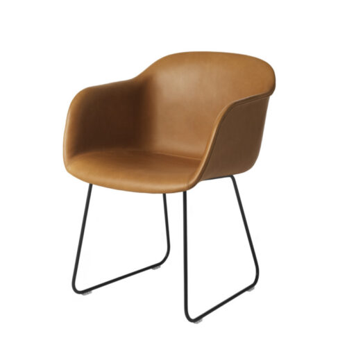 Muuto Fiber Chair Sled Base (Cognac Læder)