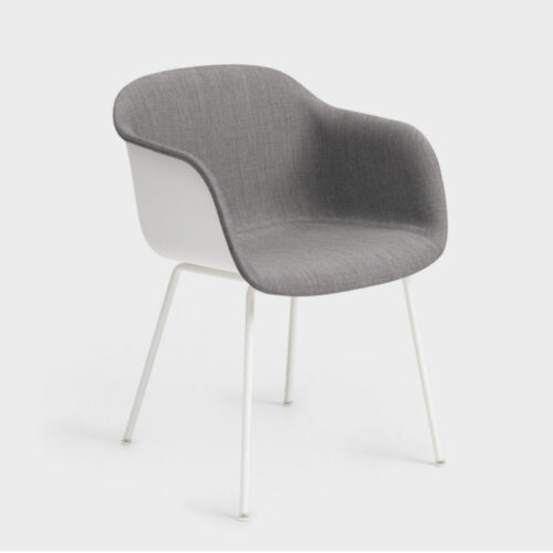 Muuto Fiber Chair Tube Base (Hvid/Hvid/Remix 133 Grå)
