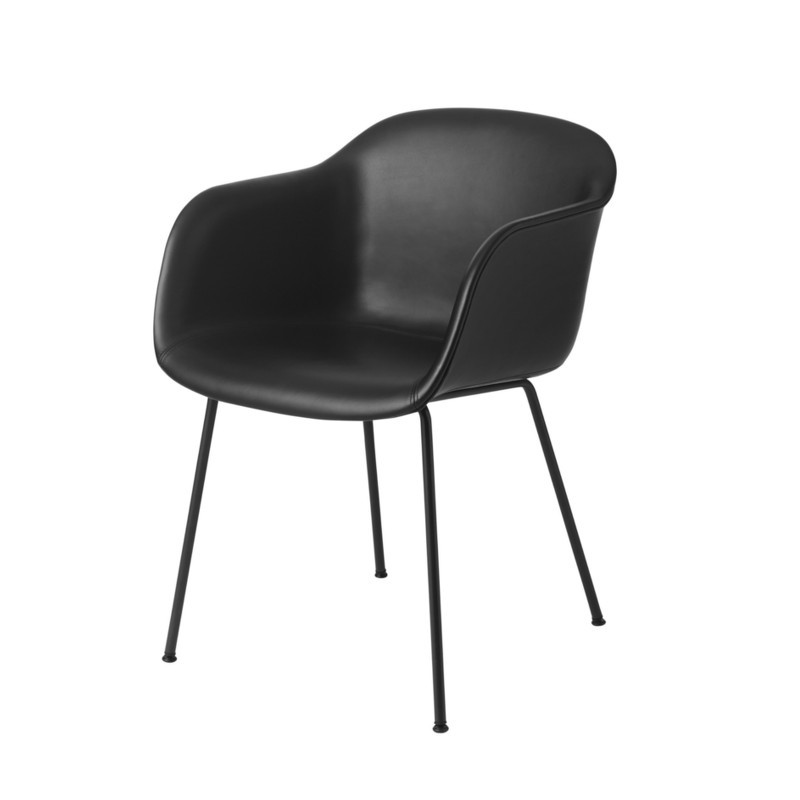 Muuto Fiber Chair Tube Base (Sort Læder)