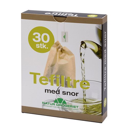Tefiltre med snor 30 stk Engangsfilter, ubleget