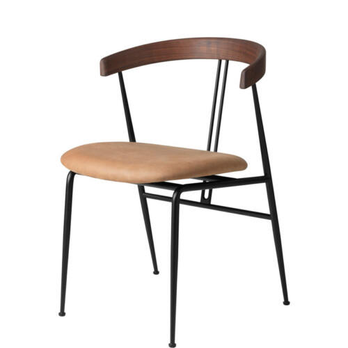 Gubi Violin Dining Chair Seat Upholstered American Walnut Sorensen Dunes 21004 Camel