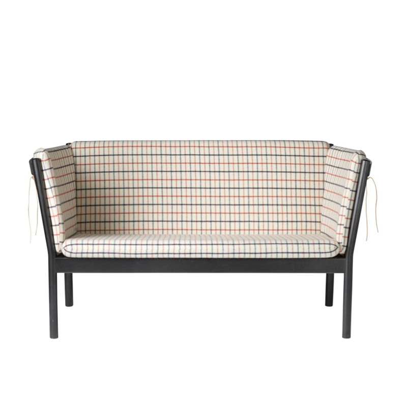FDB Møbler J148 2 pers. sofa, Sortmalet Rødternet Hestedækken