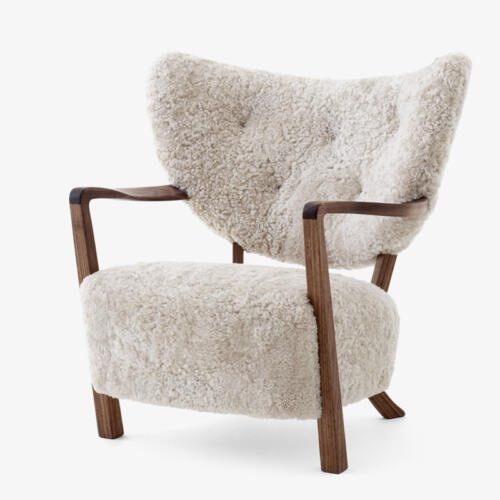 &Tradition Wulff Lounge Chair ATD2, Sheepskin Moonlight Walnut