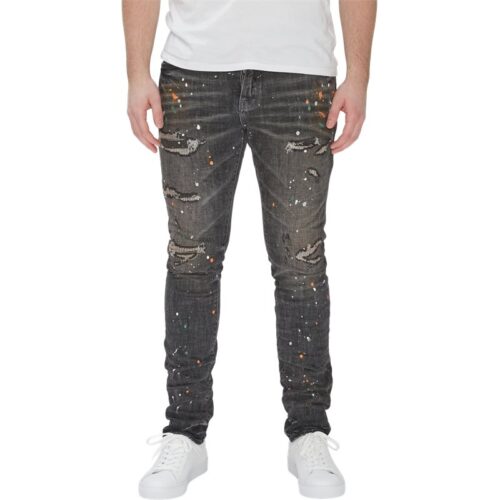 Purple - Grey Paint Distress Jeans