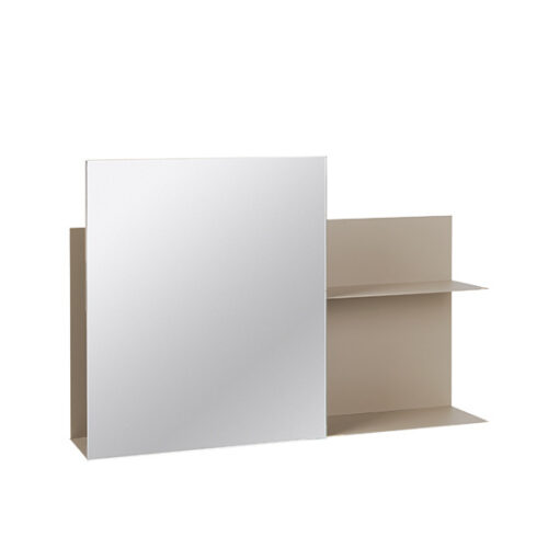 Broste Copenhaen Væghylde med spejl, Svante Iron Beige